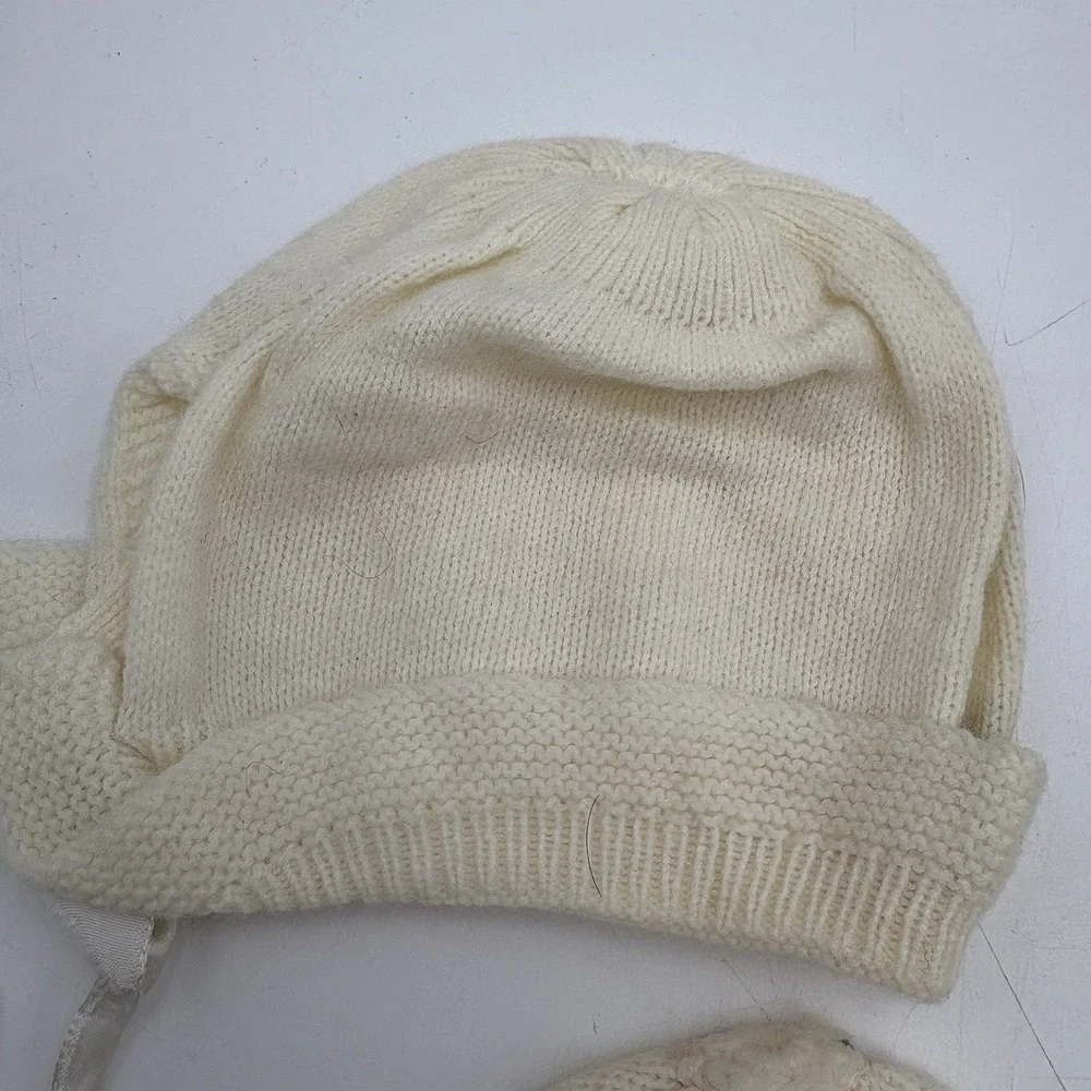 Vintage 1950s Baby Bonnet Lot Knit & Lace 3‎ Bonnets Mittens Booties